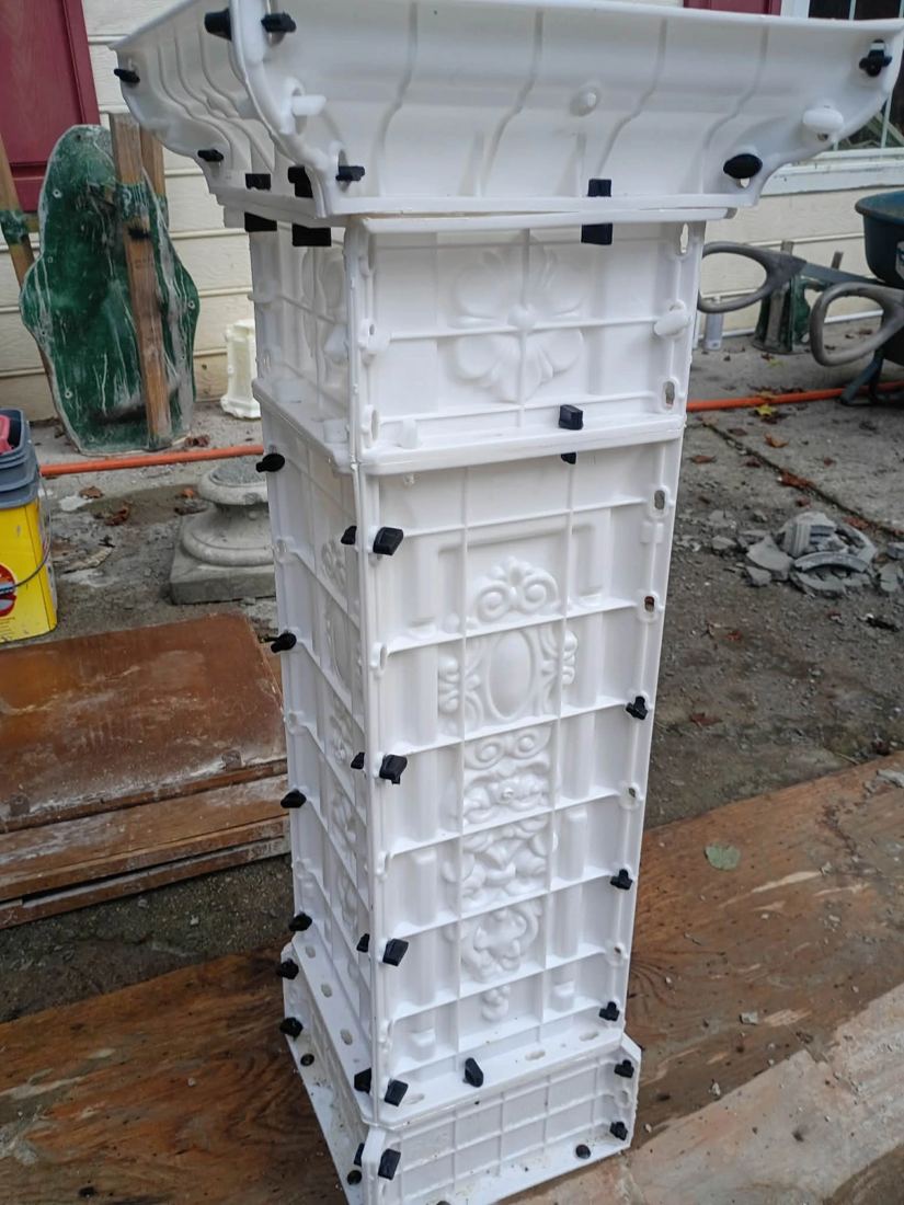 Tall ornamental column mold assembled at the Villa Rica shop